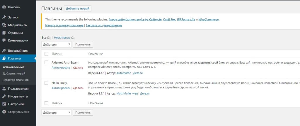Плагины в WordPress